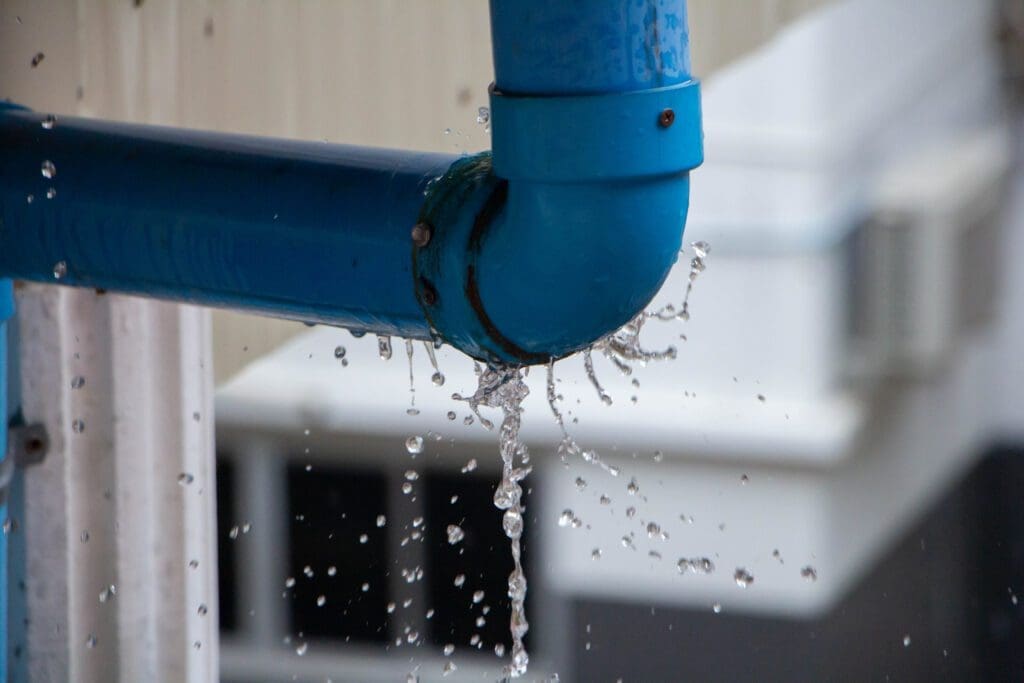 leaking pipe with water