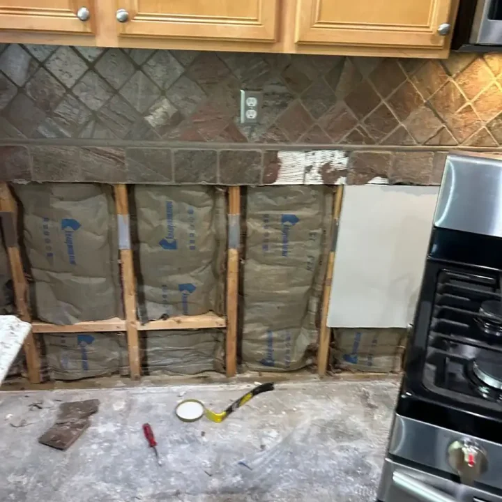 a kitchen under construction
