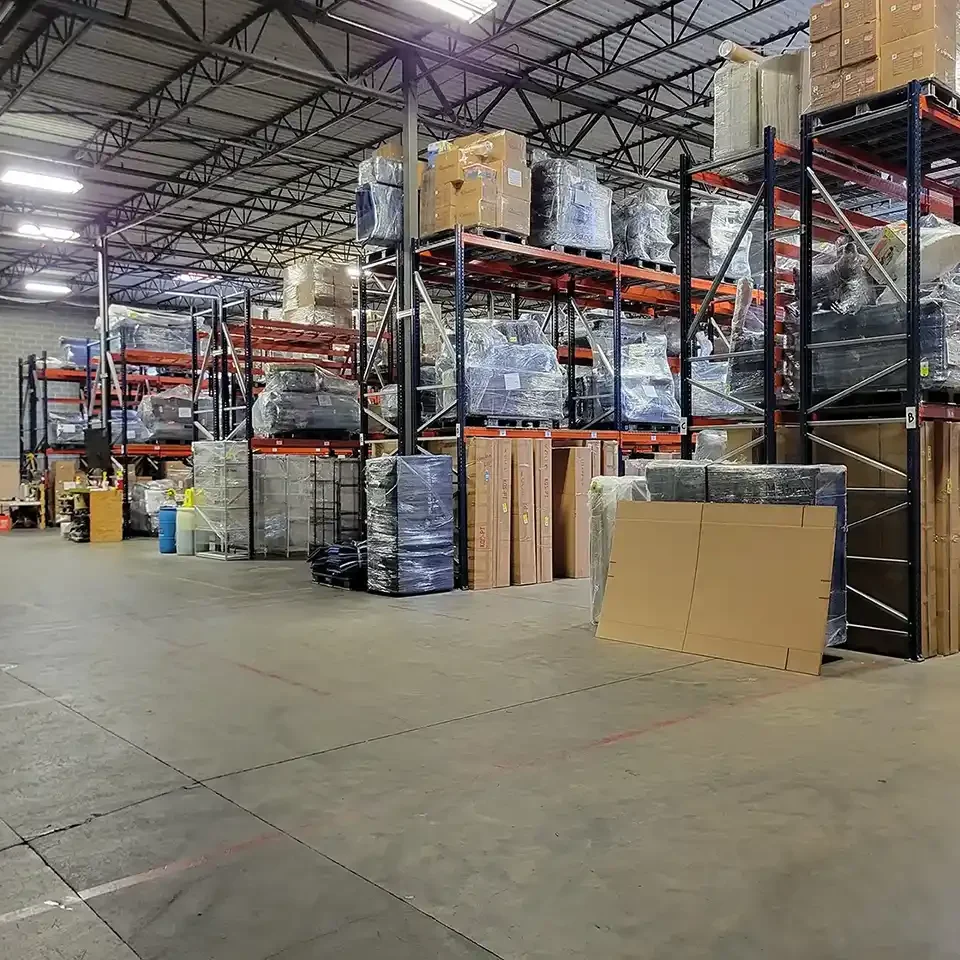 A warehouse with boxes of storage